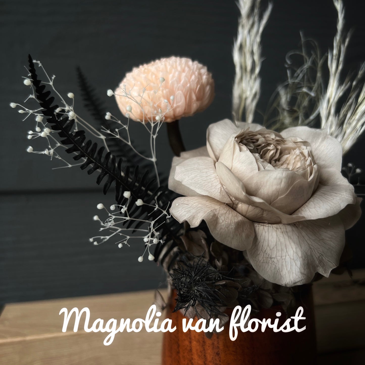 Preserved Flower Decor Cup-02-保鮮花枱花