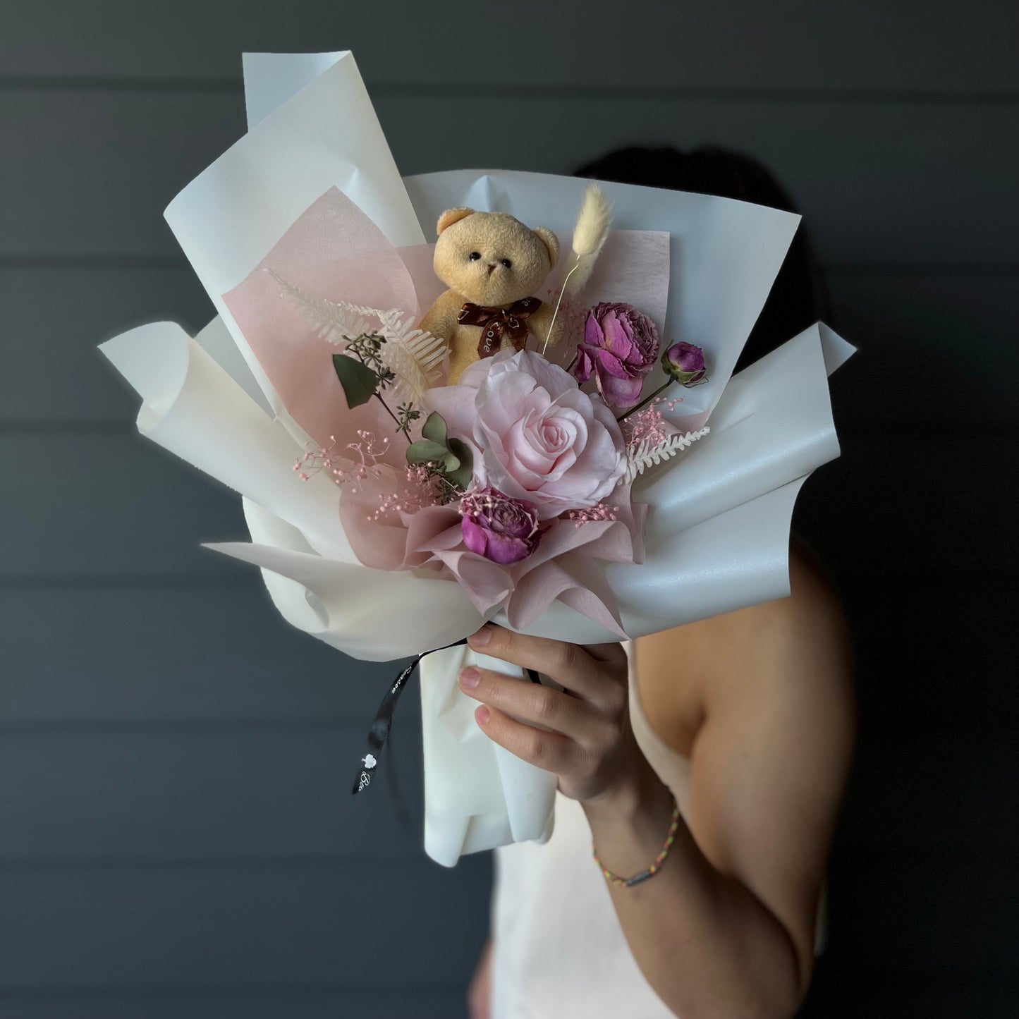 Preserved Flower Bouquet Bear-小熊保鮮花花束