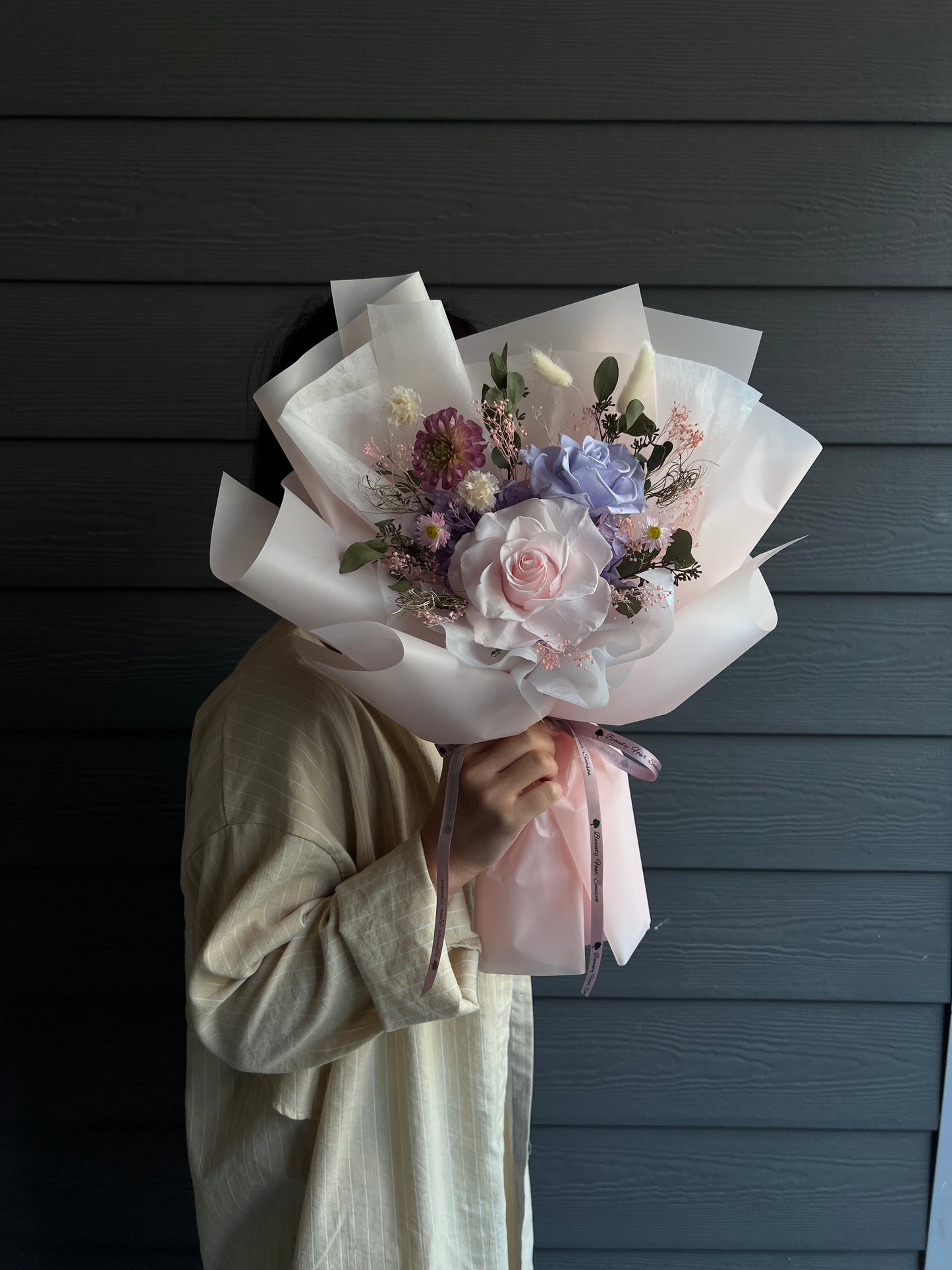 Preserved Flower Bouquet Pink -03-保鮮花花束
