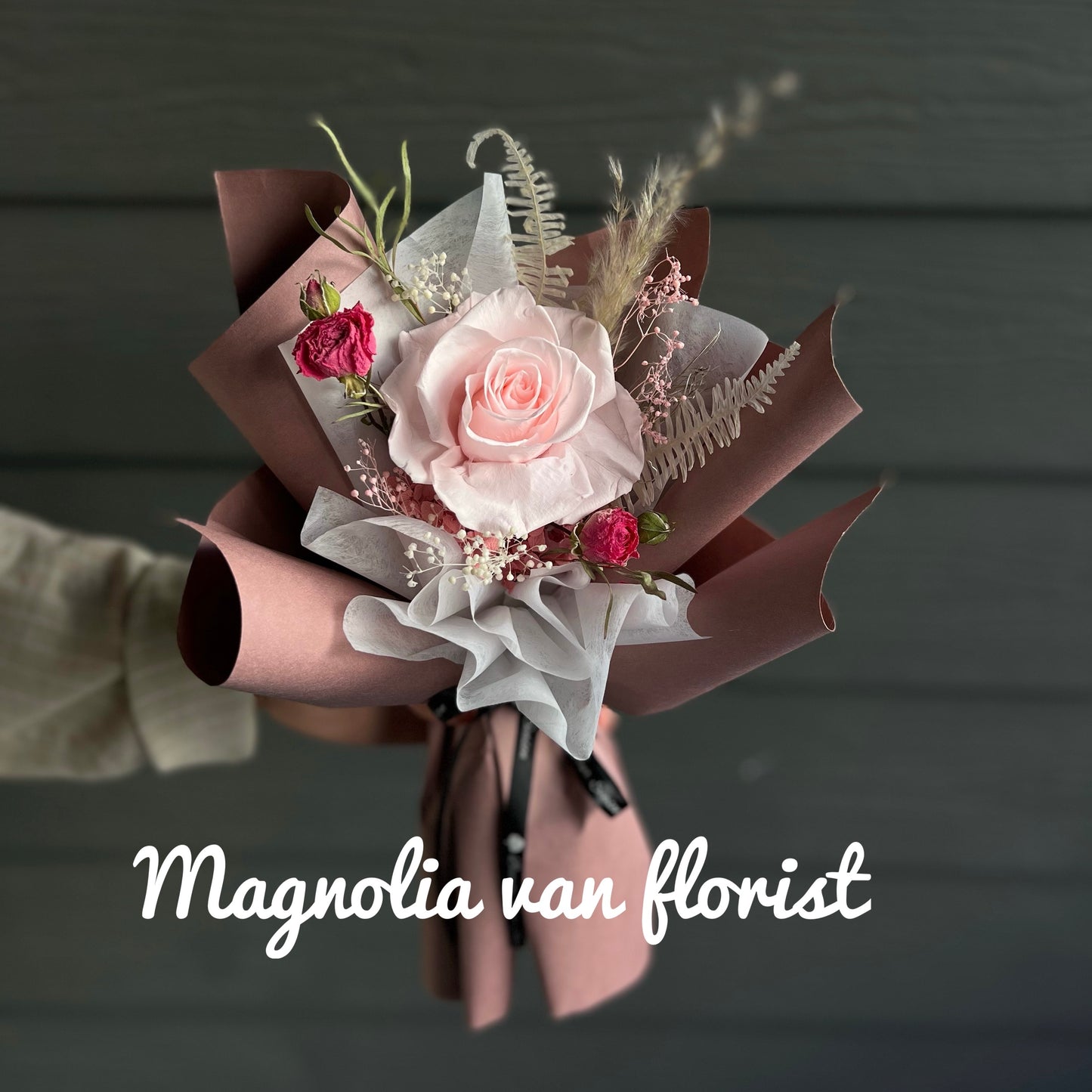 Preserved Flower Bouquet-M Size PINK-保鮮花花束