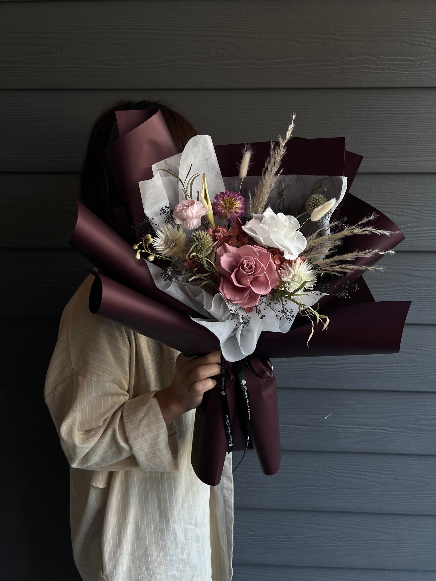 Preserved Flower Bouquet Purple02-保鮮花花束